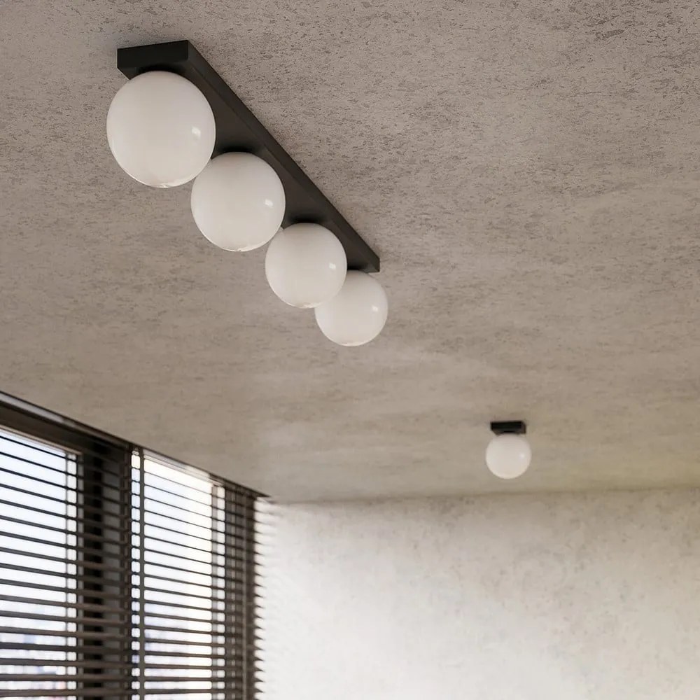 Plafonieră neagră cu abajur din sticlă ø 12 cm Umerta – Nice Lamps