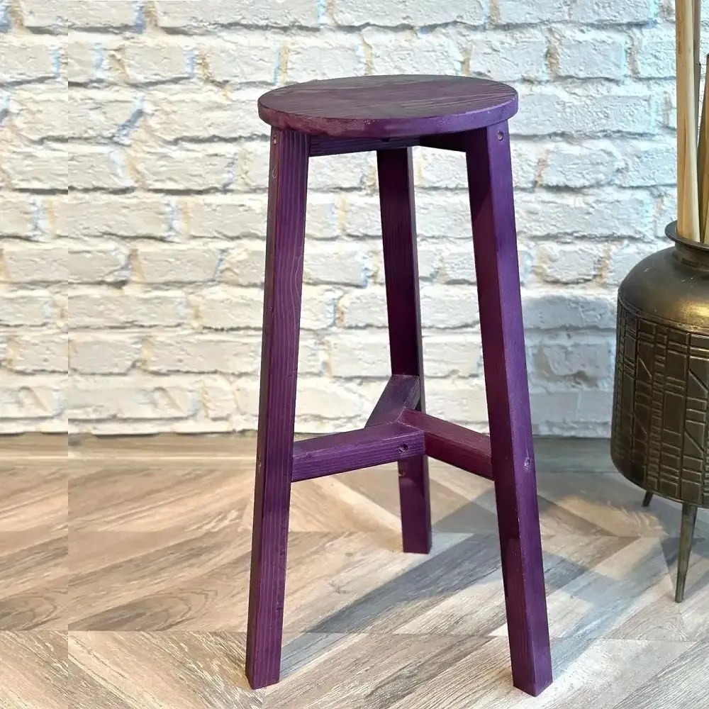Scaun bar din lemn culoare mov, Vinita, 70 cm