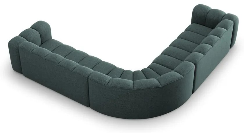 Colțar modular turcoaz cu tapițerie din chenille Lupine – Micadoni