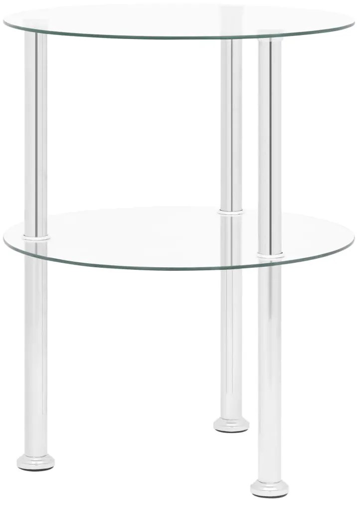 vidaXL Masă laterală 2 niveluri, transparent, 38 cm, sticlă securizată