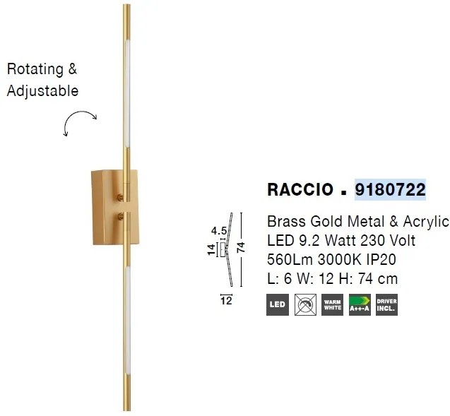 Aplica LED design modern RACCIO auriu