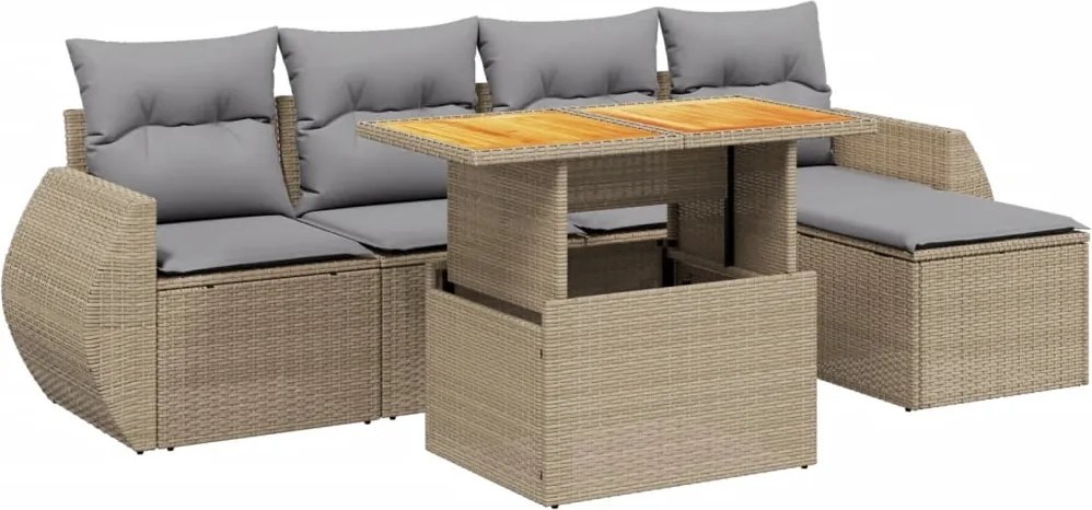 vidaXL Set canapele de grădină cu perne, 6 piese, bej, poliratan