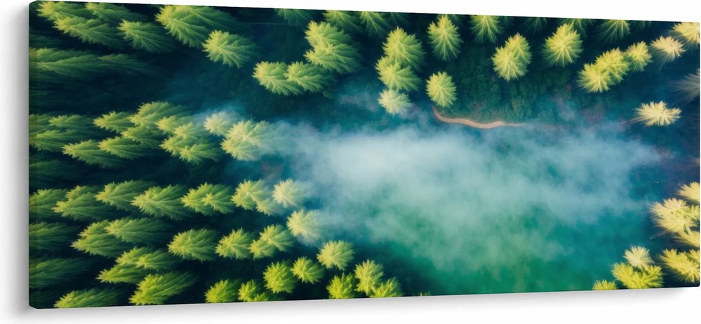 Tablou - O pădure învăluită în ceață (120x50 cm)