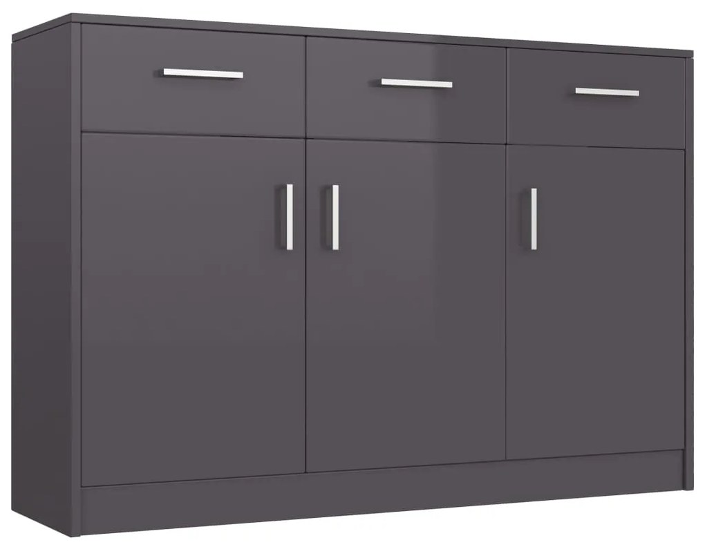 800710 vidaXL Servantă, gri extralucios, 110 x 34 x 75 cm, PAL