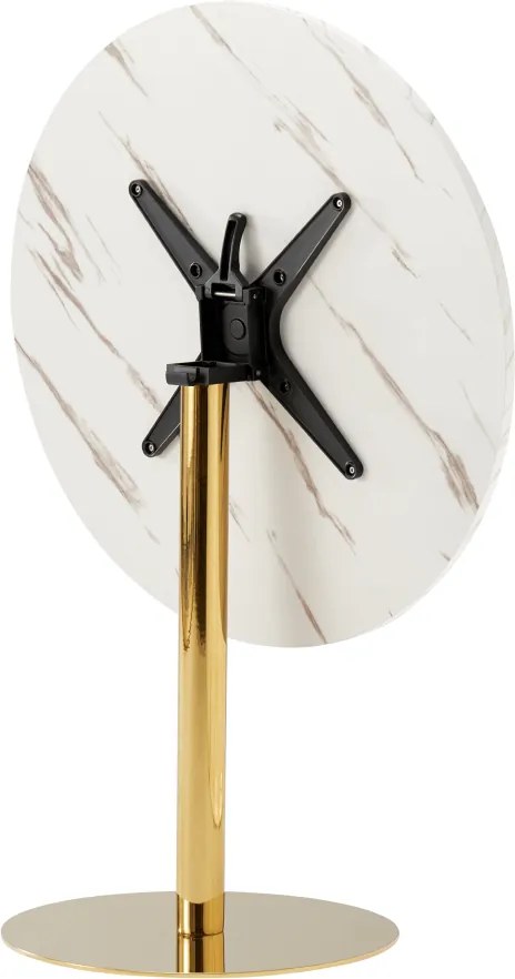 Masă dining, marmură deschisă / crom gold - auriu, diametru 80 cm, LAMONT