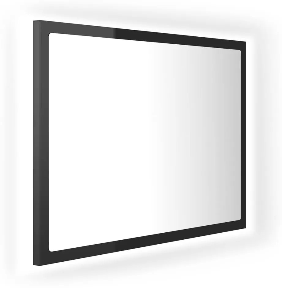 804922 vidaXL Oglindă de baie cu LED, negru extralucios, 60x8,5x37 cm, acril