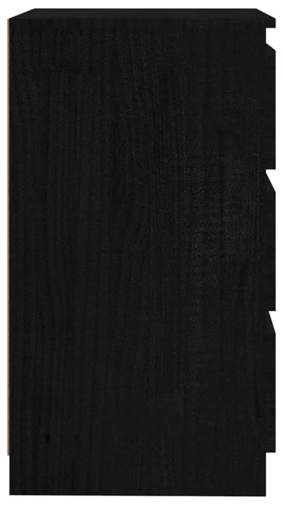 Noptiera, negru, 60x36x64 cm, lemn masiv de pin 1, Negru