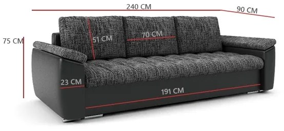 Supermobel Canapea extensibilă KASIUS III, 240x75x90, lawa 09/soft 11