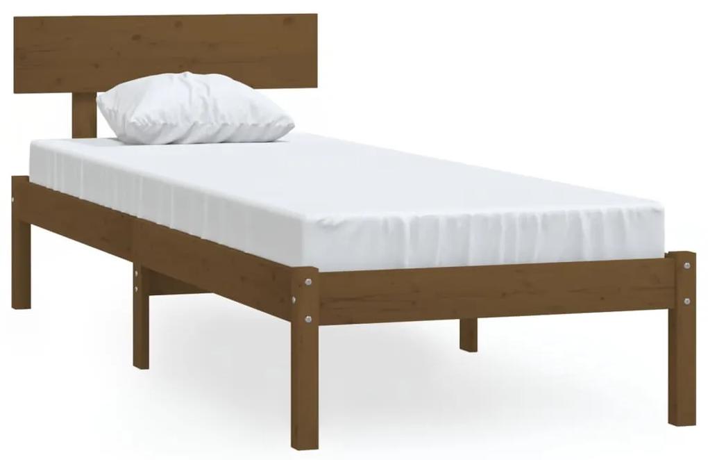 810135 vidaXL Cadru de pat, maro miere, 90x200 cm, lemn masiv de pin