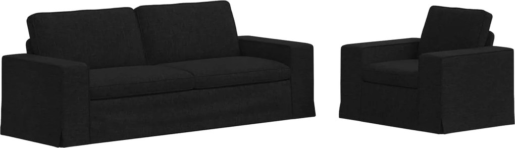 vidaXL Set de canapea 2 pcs Negru 182 x 80 x 82 cm țesătură