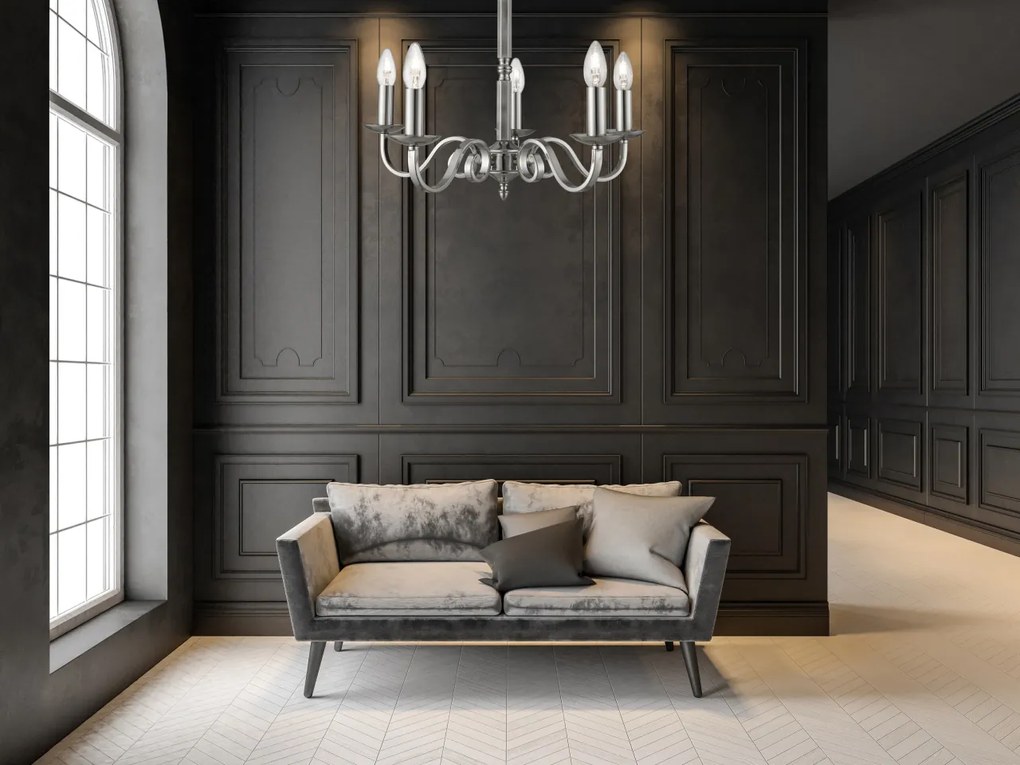 Lustra clasica suspendata design traditional Richmond 5L argintiu 1505-5SS SRT