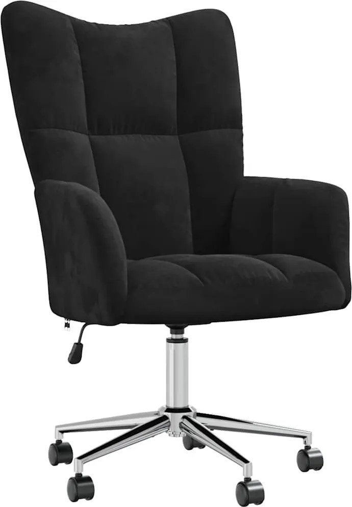 vidaXL Fotoliu de relaxare cu roata Negru 69 x 61,5 x 102 cm Catifea