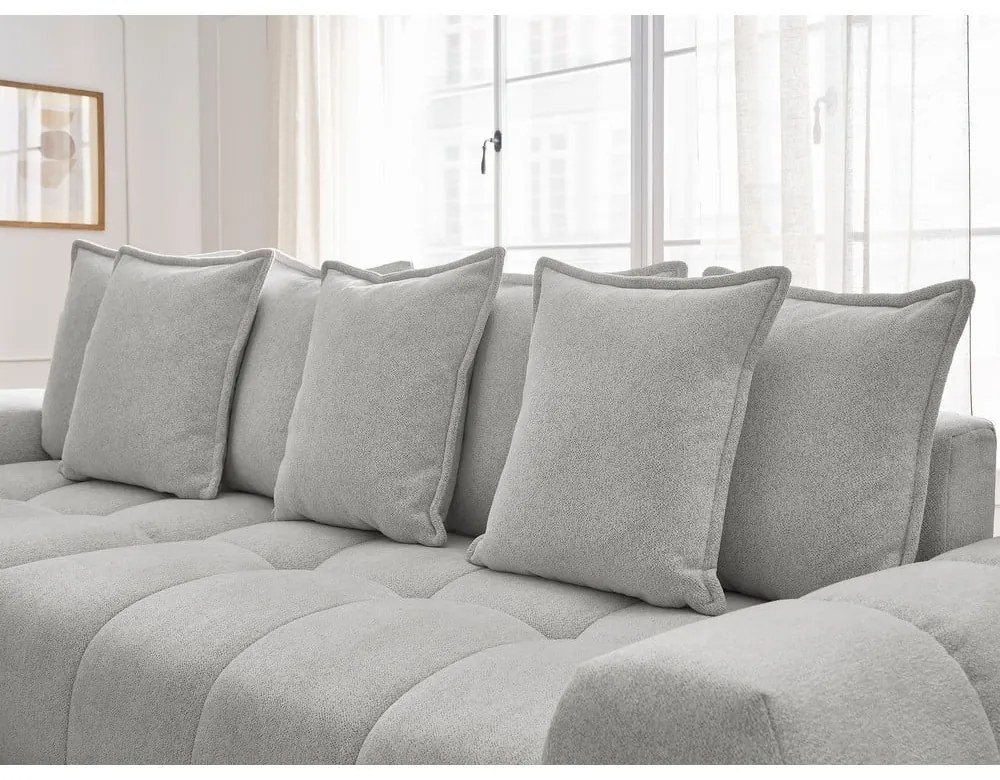 Colțar gri deschis extensibil/cu spațiu de depozitare cu tapițerie din chenille (cu colț pe partea stângă/cu șezlong) Everest – Bobochic Paris