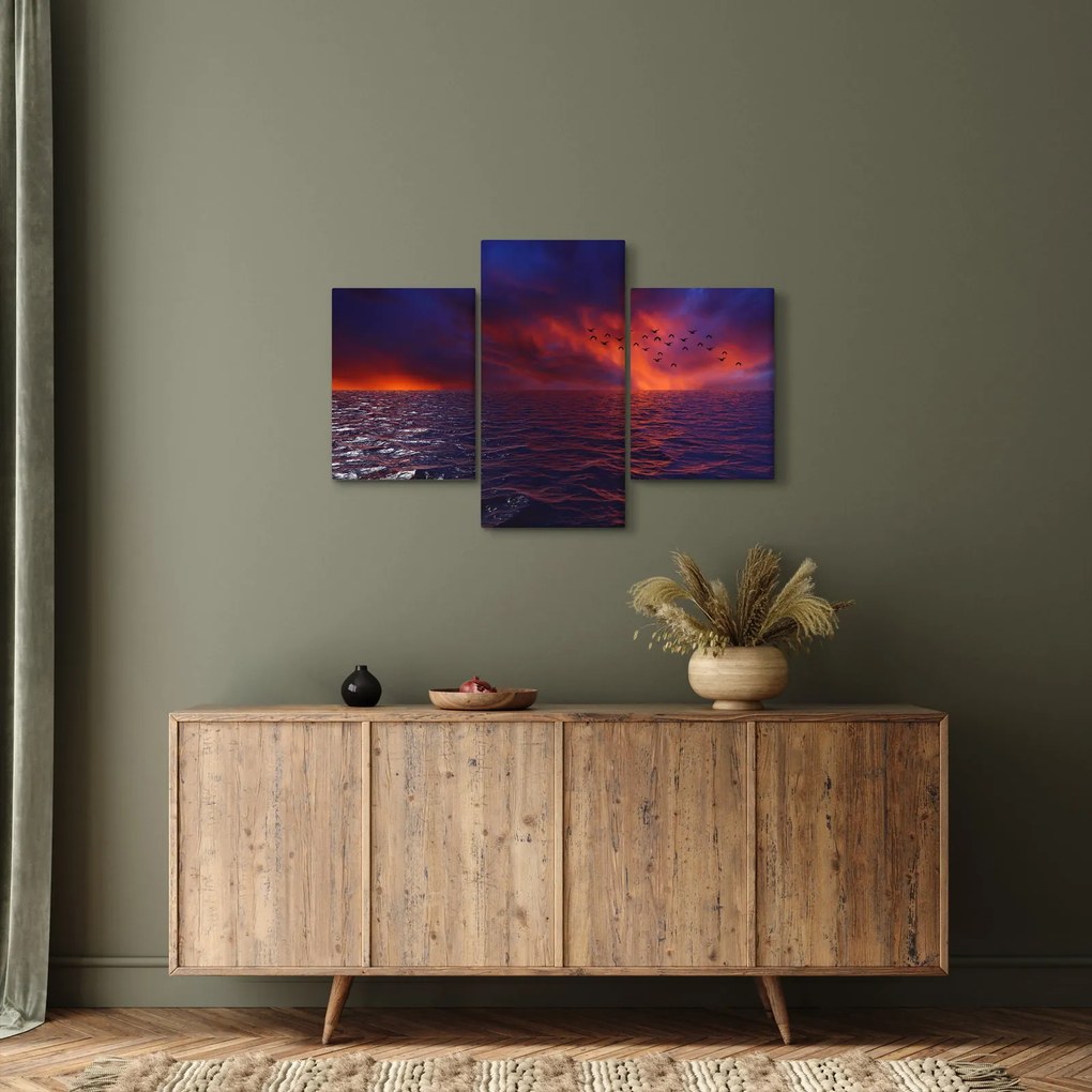 Tablou cu mare și păsări (90x60 cm)