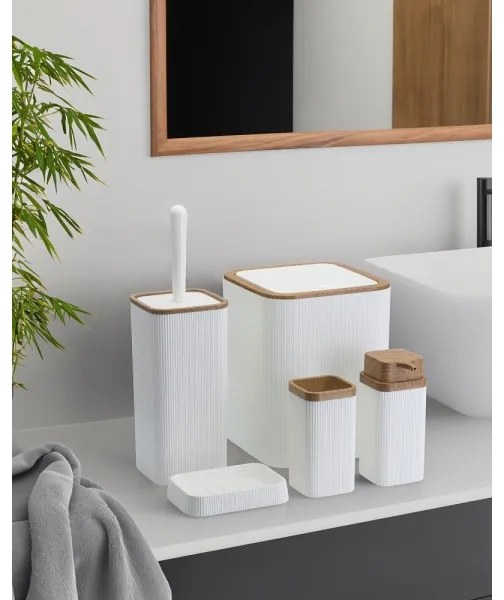 Set de baie ZOYA 5 buc. alb/maro