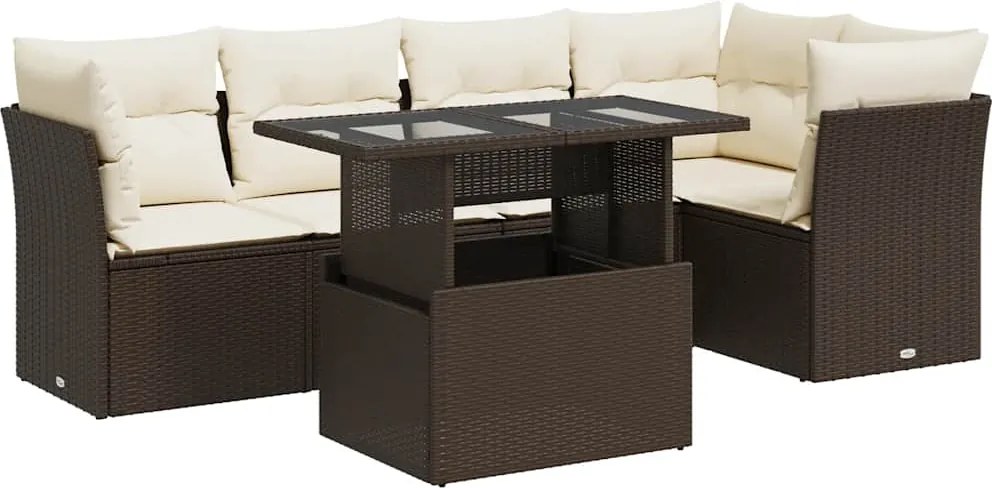 vidaXL Set canapele de grădină cu perne, 6 piese, maro, poliratan