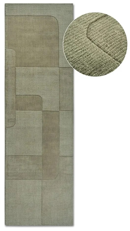 Covor tip traversă verde țesut manual din lână 80x250 cm Charlotte – Villeroy&amp;Boch