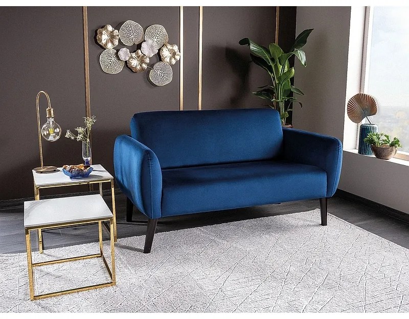 Canapea Elsa Velvet, doua locuri, albastru/negru