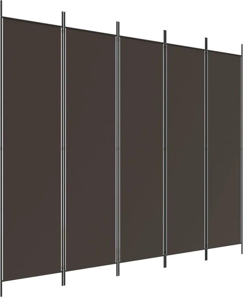 vidaXL Paravan de cameră cu 5 panouri maro 250x200 cm material textil