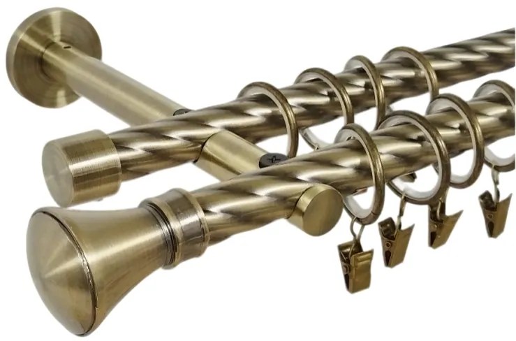 Galerie dubla twist prindere perete picior universal prince 19/19 aur antic (Alege marime: 320 cm)