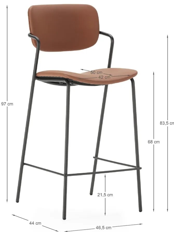 Scaune de bar cărămizii 2 buc. (înălțime șezut 68 cm) Maika – Marckeric