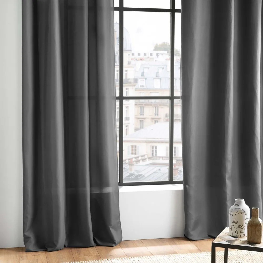 Draperie gri antracit din microfibră 140x280 cm Absolu – douceur d'intérieur