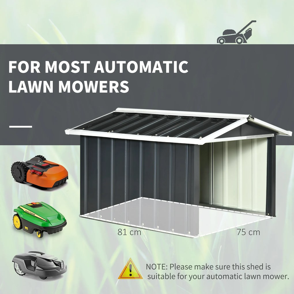 Outsunny Adăpost pentru mașina de tuns iarba robotică, garaj pentru robot, shed din oțel gri | Aosom Romania