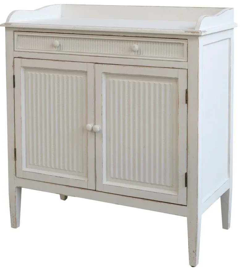 Dulap shabby chic, alb antichizat cu 2 uși și 1 poliță