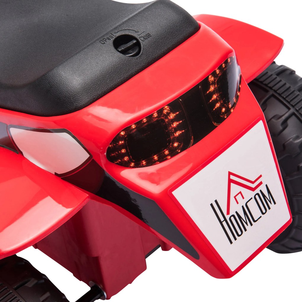 Motocicleta Electrica HOMCOM cu Baterie Reincarcabila 6V, Viteza 2km/h, de la 18-36 Luni, Rosie | Aosom Romania