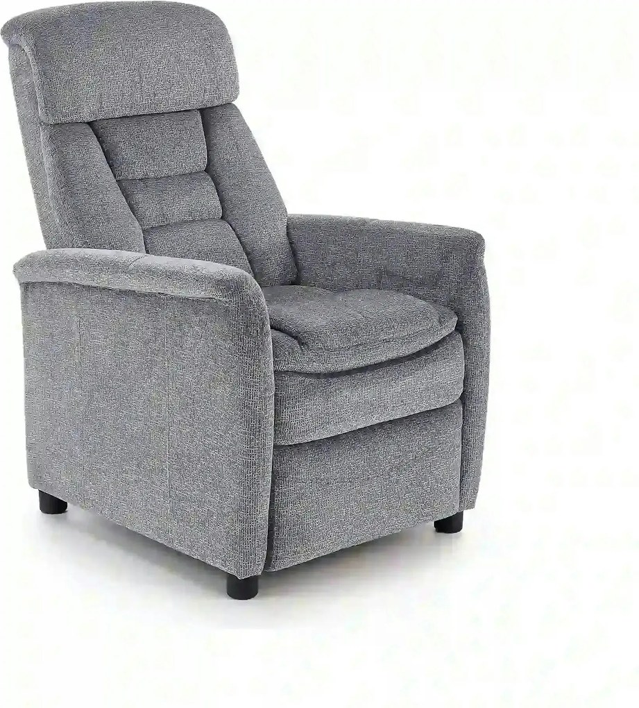 Fotoliu recliner JORDAN, gri/negru, stofa/plastic, 71x85/155x79/106 cm