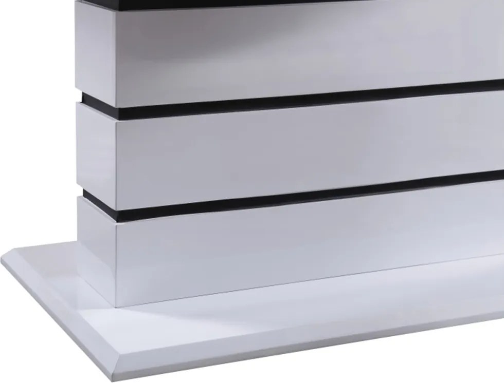 Masă extensibilă de bucătărie, alb strălucitor HG, 140-180x90 cm, MEDAN