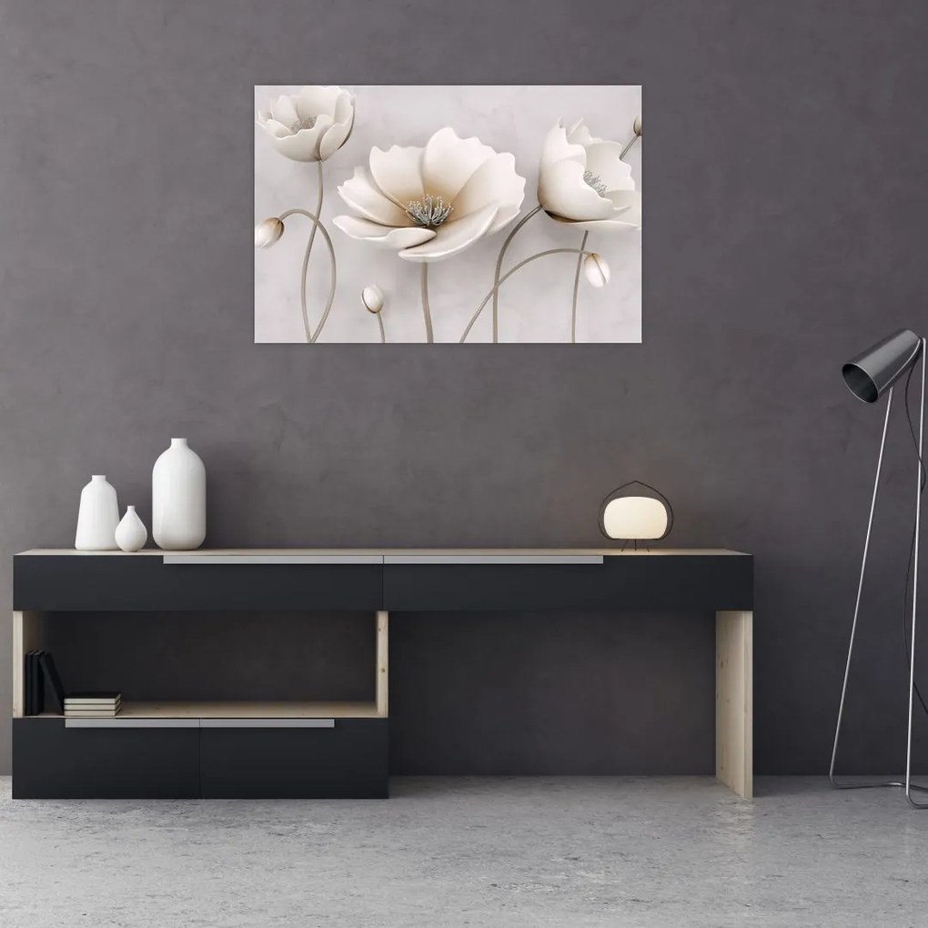 Tablou cu florile albe (90x60 cm)