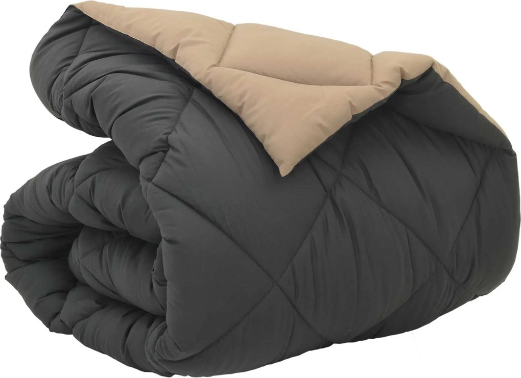vidaXL Duvet de iarnă Antracit și Taupe 135 x 220 cm Microfibră