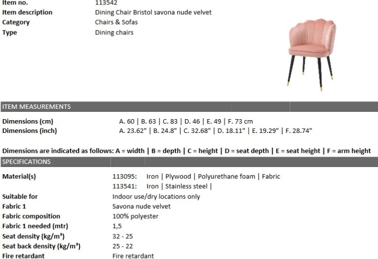 Scaun elegant design LUX Bristol catifea roz deschis 113542 HZ