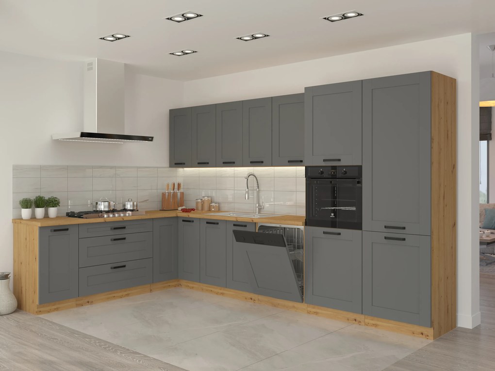 Dulap de bucătărie pentru alimente Lucid 60 DKS 210 3S 1F (Stejar artisan + dustgrey). 1045609