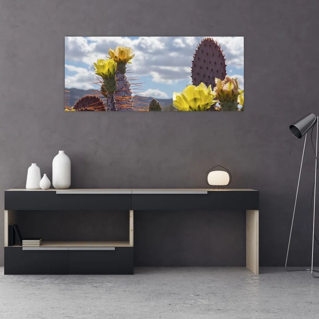 Tablou cu floarea de cactus Opunție (120x50 cm)