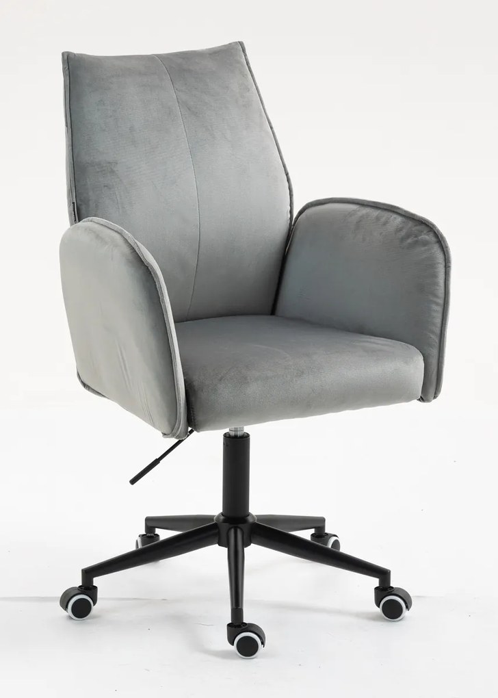 HR280K Scaun Gray din Catifea cu Bază Neagră