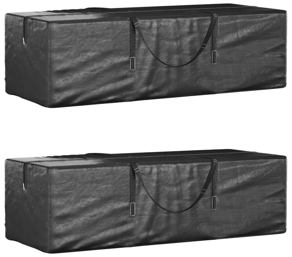 vidaXL Genți depozitare perne, 2 buc., negru 135x40x55 cm polietilenă