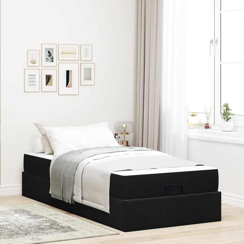 vidaXL Cadru de pat cu depozitare Negru 90 x 200 cm Catifea