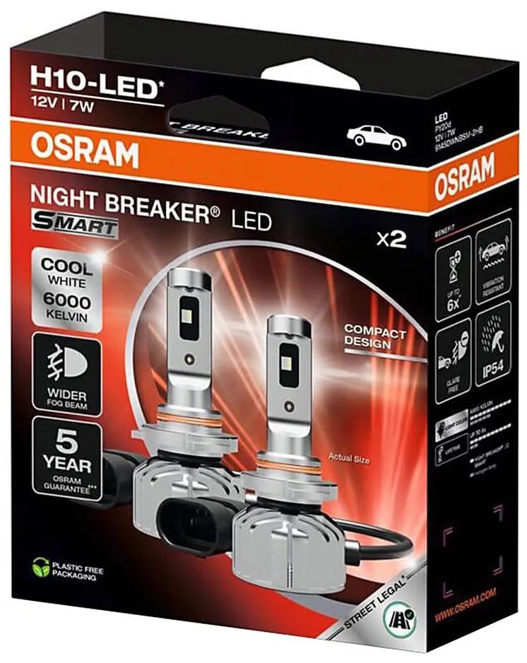 Set de 2 becuri auto LED NIGHT BREAKER SMART H10 PY20d/7W/12V 6000K - Osram