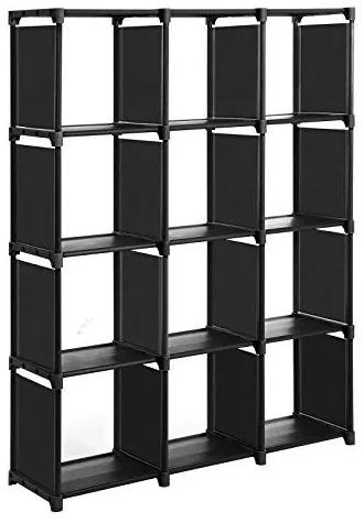 Organizator cub versatil, 105 x 30 x 140 cm, metal / textil, negru, Songmics