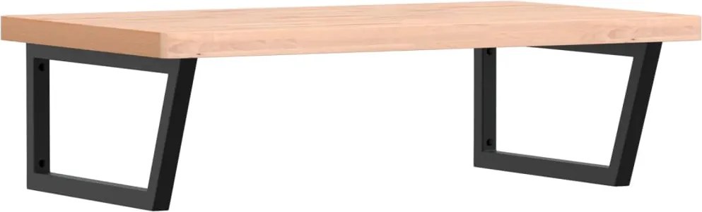 vidaXL Raft pentru lavoar montat pe perete, oțel și lemn masiv fag