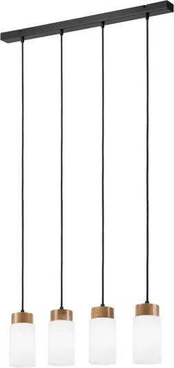 Lustră suspendată pe cablu MARKUS, 4 x E27, 15W, 230V, negru/stejar