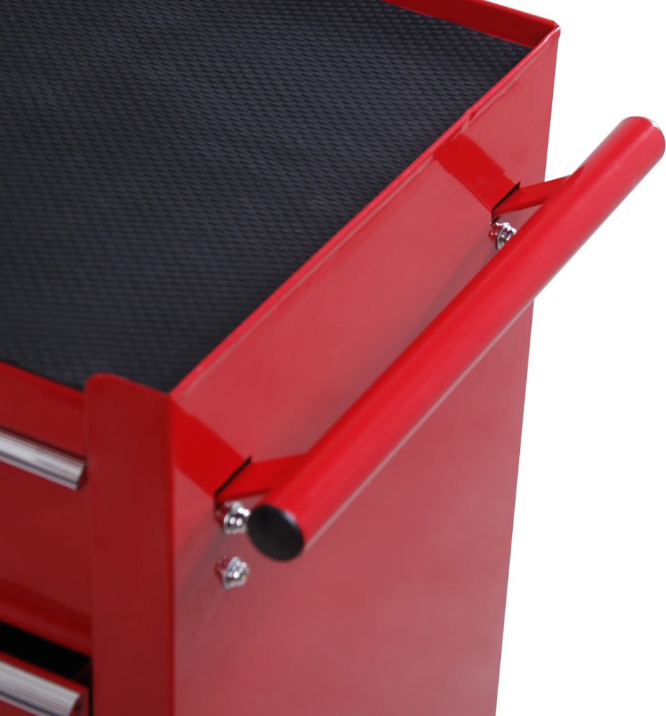HOMCOM Cărucior Mobil pentru Atelier cu Sertare, Organizator Ustensile, Roșu, 67.5x33x77cm | Aosom Romania