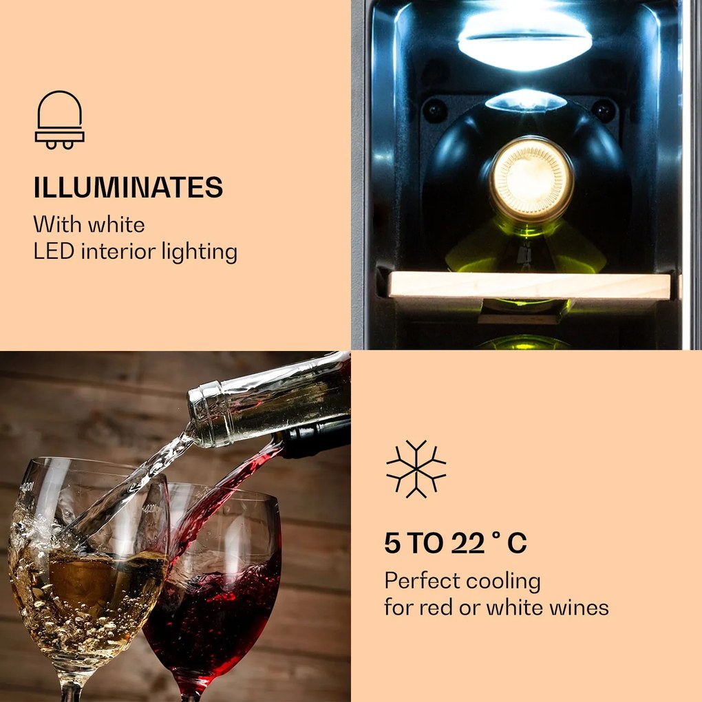 Vinovilla 7, încorporat, Uno Quartz, frigider pentru vin încorporat, sticlă, oțel inoxidabil