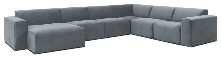 Colțar gri cu tapițerie din catifea reiată (cu colț pe partea dreaptă) Sting – Scandic