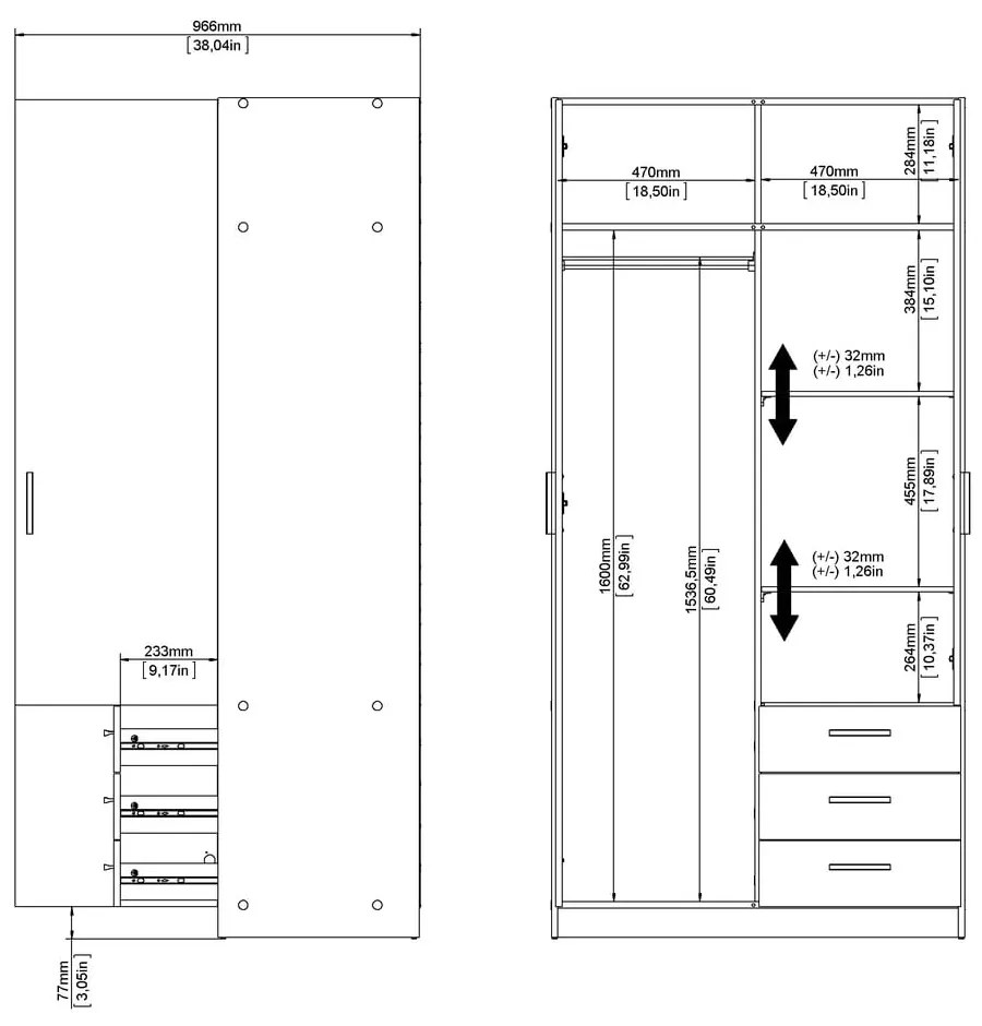 Șifonier în culoare naturală cu aspect de lemn de stejar 99x200 cm Sprint – Tvilum