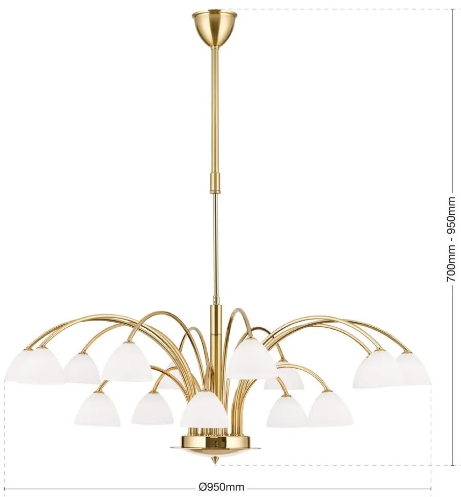 Candelabru 15 brate elegant design modern OPALDESIGN, auriu mat