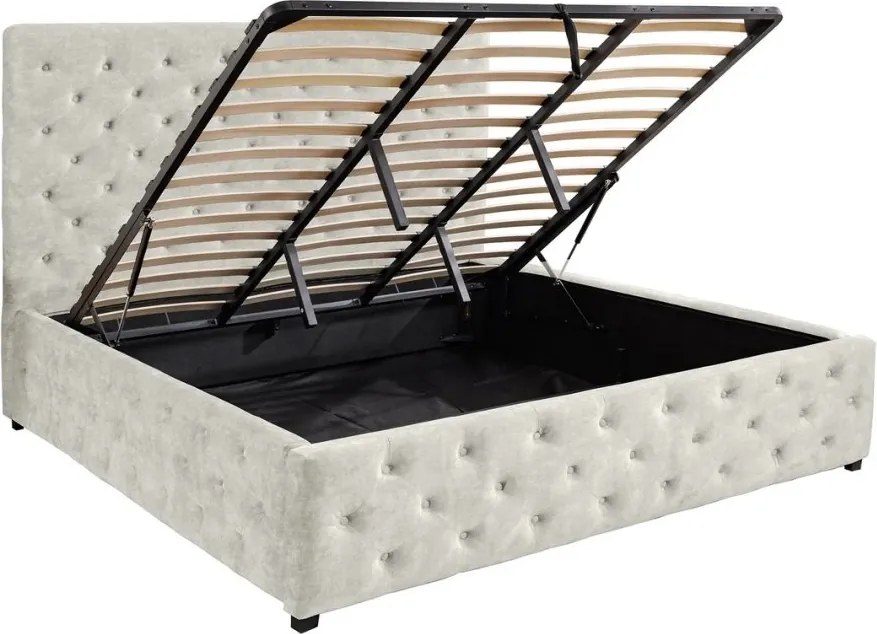 Pat PARIS 180x200cm catifea bej sampanie cu spatiu de depozitare