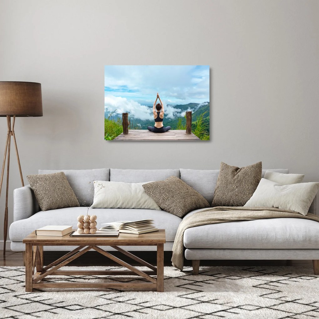 Tablou pe sticlă - Yoga (70x50 cm)